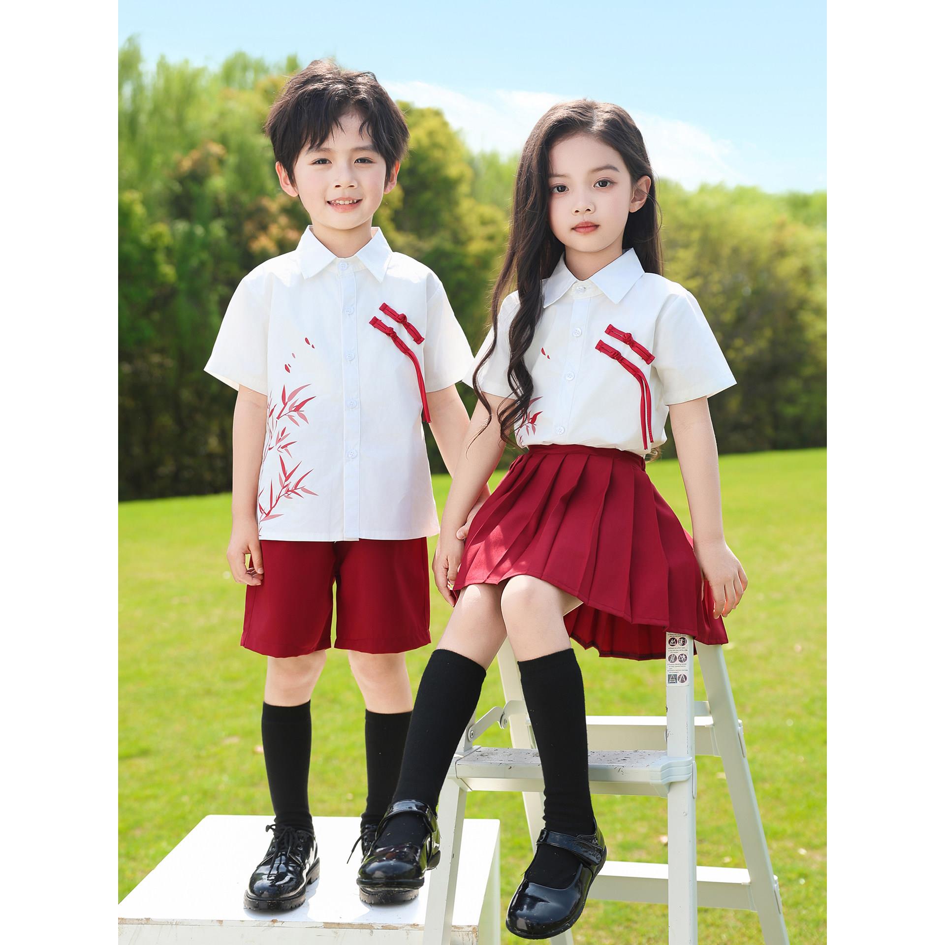 小学生国风新中式竹子衬衫