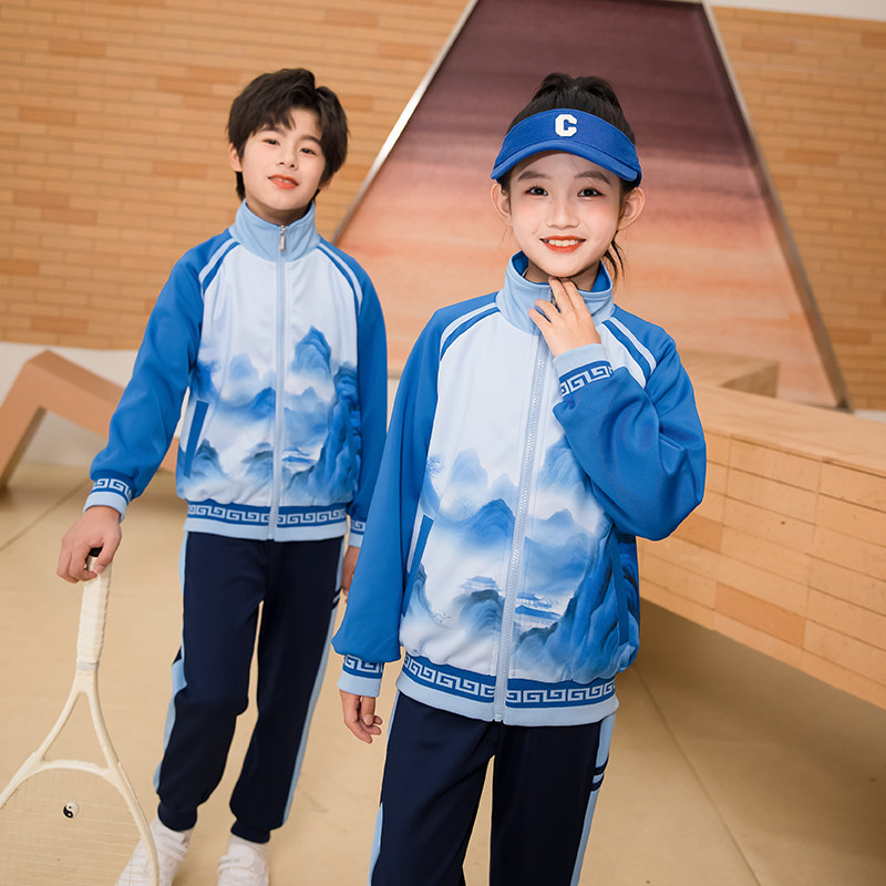 校服套装小学生春秋运动蓝