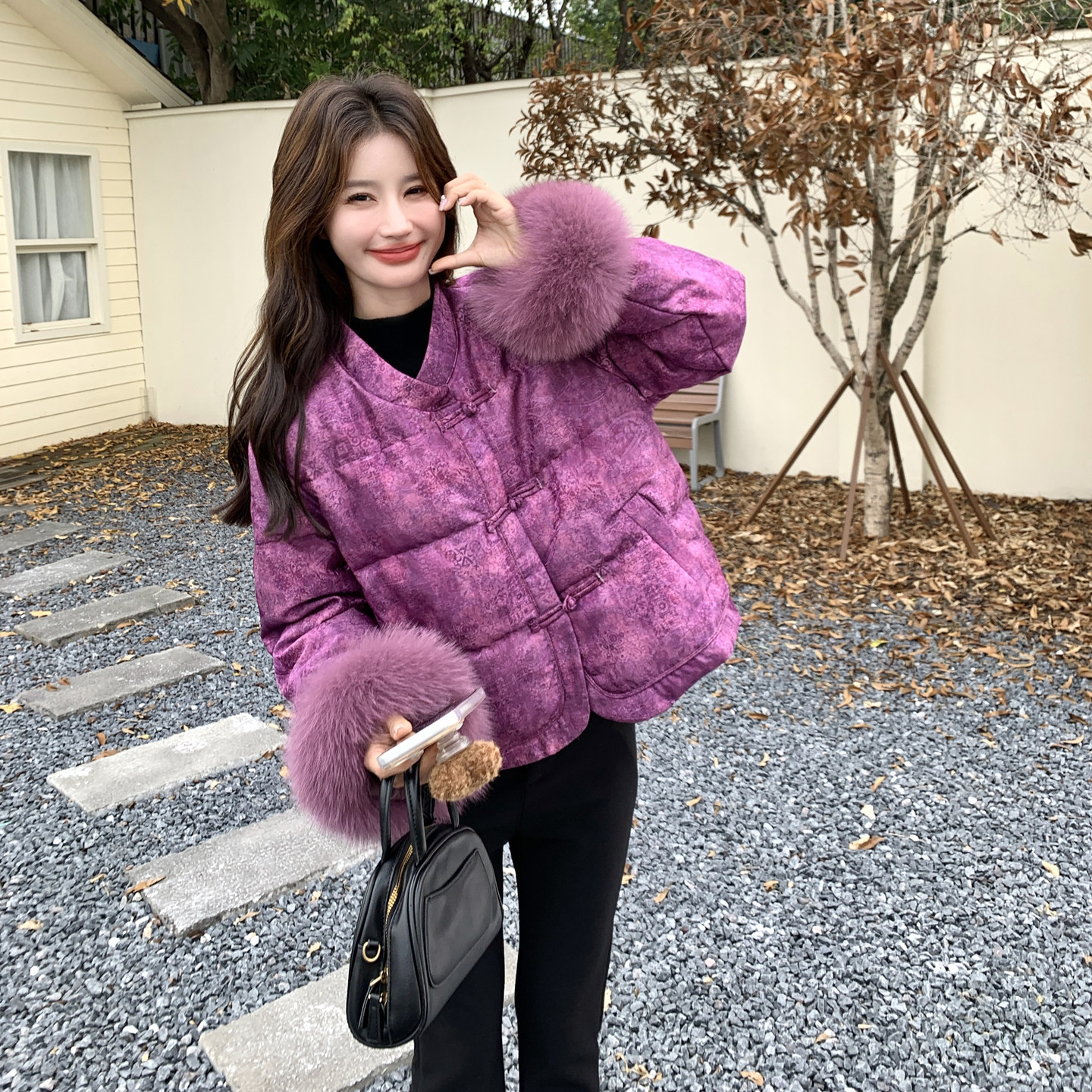 【大货已出】【数据很好】新中式短羽绒服真狐狸毛1029-P300-K450，女装羽绒服，浙宝101