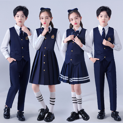 儿童大合唱演出服装中小学生朗诵礼服演讲班服英伦风男女童表演服