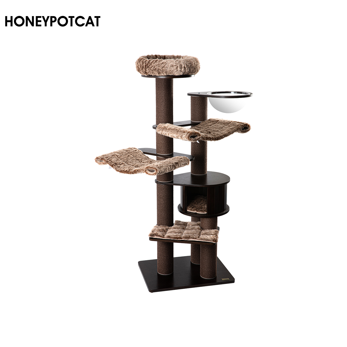 蜜罐猫爬架黑胡桃木色漆面