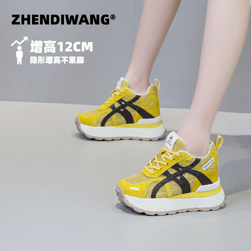 震地王内增高12CM透气网面鞋
