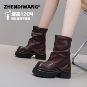 震地王洋气裤 小个内增高马丁靴 新款 管靴网红爆款 大头机车2024秋季