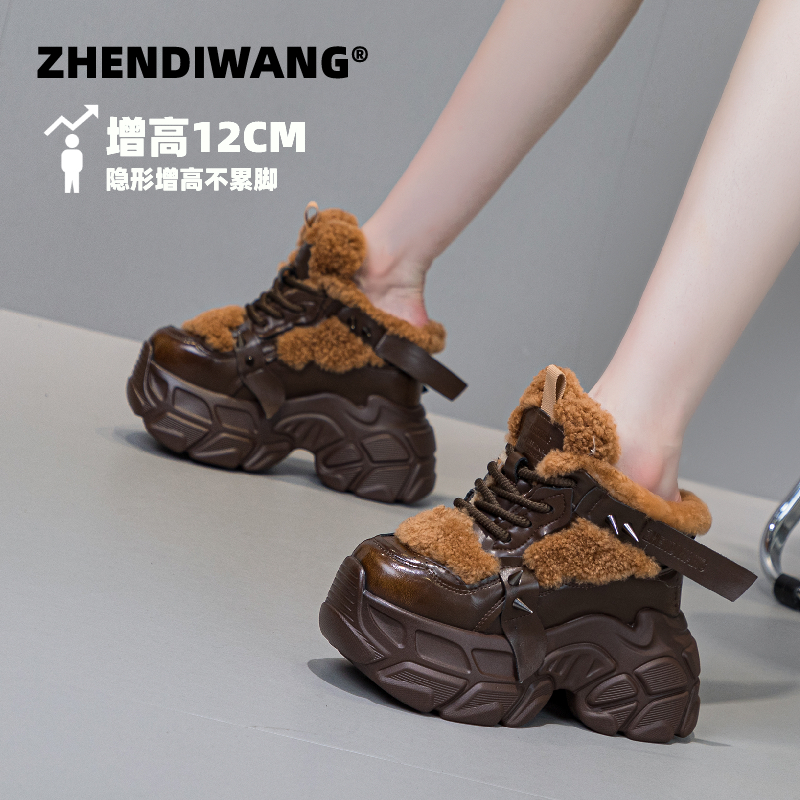 冬季厚底内增高短筒雪地靴女鞋