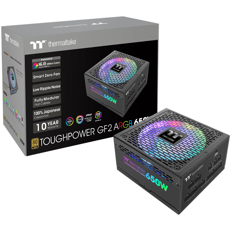 Tt钢影GF2 ARGB 650W金牌全模台式电脑主机电源主板同步十年换新