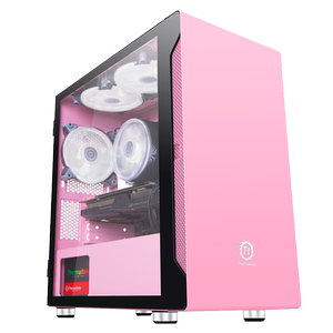 Tt台式电脑主机箱启航者A1磁吸侧板240水冷电源下置Matx粉色机壳