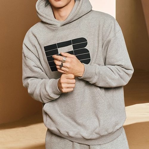 于适同款BONELESS美式高街复古连帽卫衣基础B字印花重磅加绒帽衫