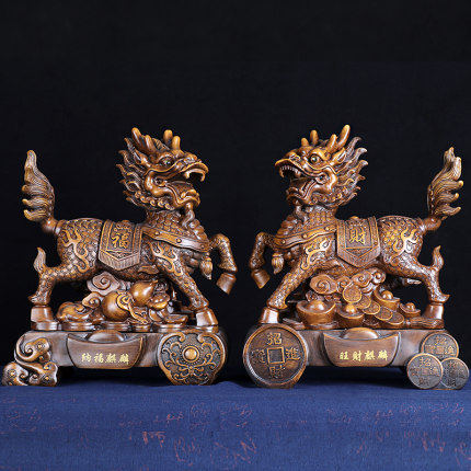 麒麟摆件一对 卧室求子家居装饰品收藏招财精致