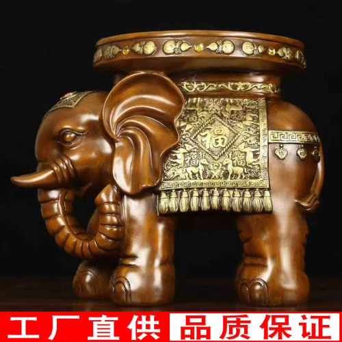 创意大象坐凳仿木雕工艺品门口小象换鞋凳招财客厅大象矮凳子摆件