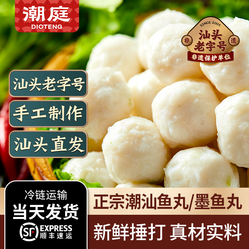 潮庭鱼丸墨鱼丸组合装汕头特产