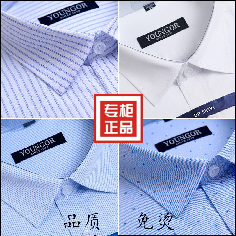 Autumn and winter high-end mens shirt long sleeve business formal dress pure cotton non iron white shirt stripe workwear Plaid