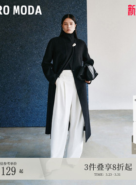 Vero Moda毛呢大衣2026春夏V领双排扣外套优雅大气32534S004