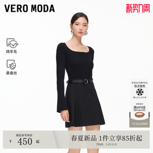 含绵羊毛桑蚕丝腰带短裙326107001 新款 Vero Moda连衣裙2026春季