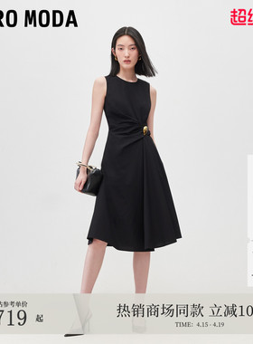 Vero Moda连衣裙2026夏季新款腰部扭结圆领无袖中长裙32627B024