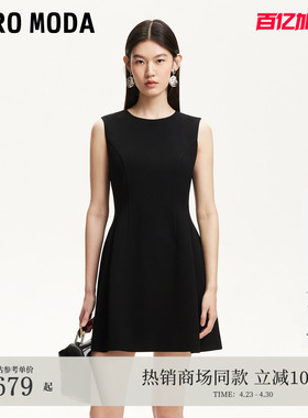 Vero Moda连衣裙夏季含醋纤收腰显瘦A字小黑裙32527A038