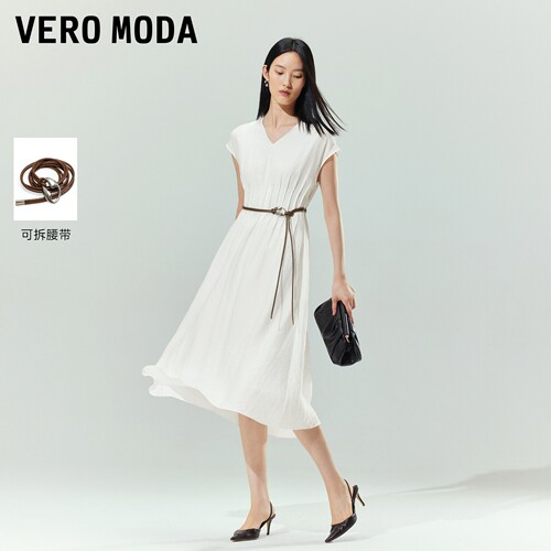 VeroModa连衣裙V字领A字长裙
