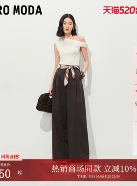 Vero Moda休闲裤女2026夏季新款纯棉前襟压褶宽松阔腿裤3262PL022