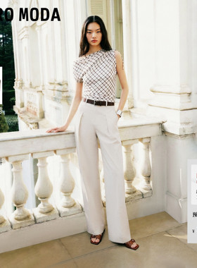 Vero Moda休闲裤女2026夏季新款含莱赛尔亚麻压褶香蕉裤3262PL055