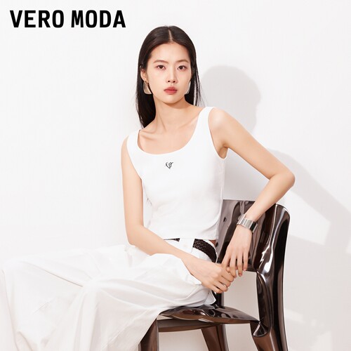 VeroModa螺纹领口吊带