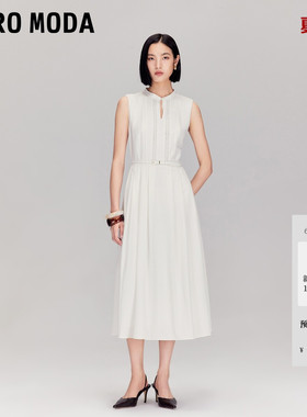 Vero Moda连衣裙2026夏季含亚麻纯色无袖腰带长裙32537A009