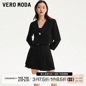 Vero Moda西装外套女2023秋冬新款宽松短款百褶甜酷辣妹风套装