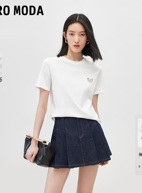 Vero ModaT恤女2026夏秋新款胸前爱心刺绣正肩纯色百搭圆领短袖