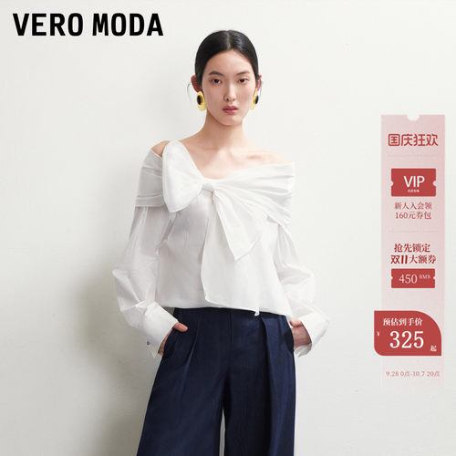 VeroModa衬衫一字露肩蝴蝶结