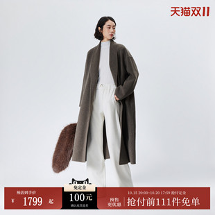 【双11预售】Vero Moda毛呢大衣26冬季纯绵羊毛含珠饰长款双面呢