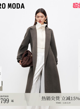 Vero Moda毛呢大衣2025冬季新款腰带纯绵羊毛双面呢外套32544S019