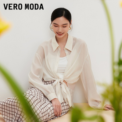 VeroModa半透灯笼袖衬衫