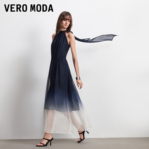 VeroModa撞色收腰连衣裙