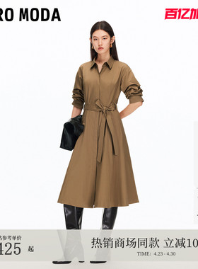 Vero Moda连衣裙25秋cleanfit收腰五分袖衬衫裙风衣外套3253SZ002