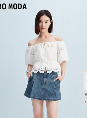 Vero Moda牛仔短裤女2026夏季含棉捏褶高腰裙裤百搭325343002