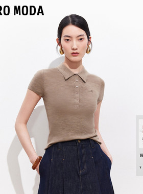 Vero Moda针织衫女26夏秋POLO刺绣短袖上衣含醋纤莱赛尔326245047