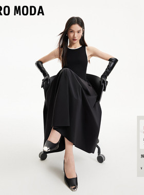 Vero Moda连衣裙夏季撞色圆领无袖拼接A摆长裙32527A006