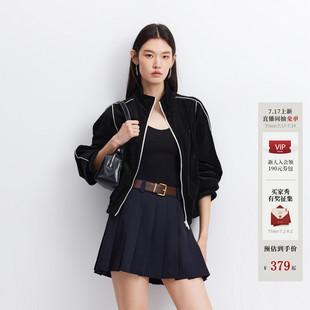 Vero Moda卫衣女2026夏秋新款撞色休闲宽松拉链上衣时髦丝绒外套