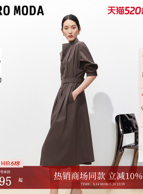 Vero Moda连衣裙女2026春季新款腰带风衣式简约通勤长裙3261SZ001