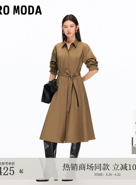 Vero Moda连衣裙25秋cleanfit收腰五分袖衬衫裙风衣外套3253SZ002