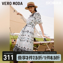 Vero Moda连衣裙夏季时尚高级气质碎花娃娃领度假风田园裙女▲