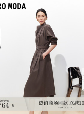 Vero Moda连衣裙女2026春季新款腰带风衣式简约通勤长裙3261SZ001