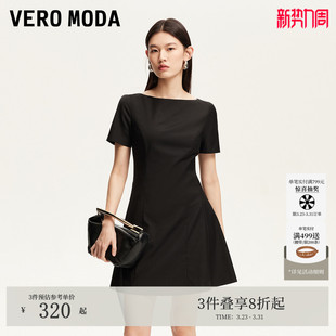 立体剪裁A摆短袖 收腰修身 小黑裙淑女风 Moda连衣裙25夏季 Vero