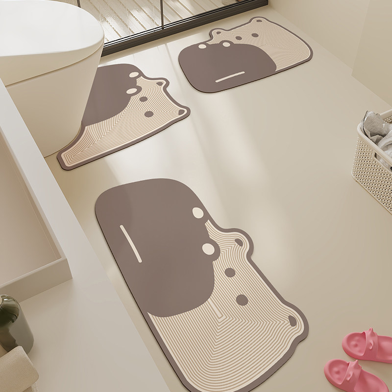 浴室地垫卫生间地垫耐脏免洗三件套地毯硅藻泥家用马桶吸水防滑垫