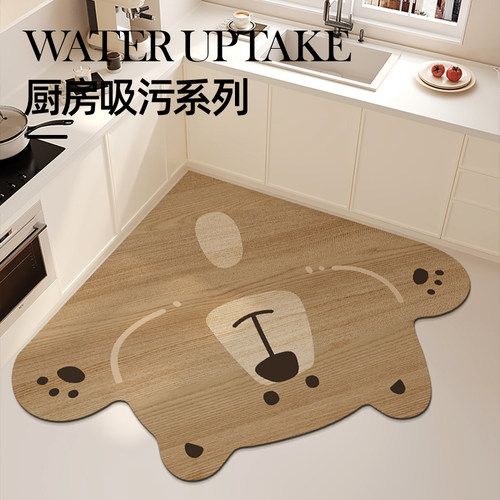 厨房专用地垫厨房垫家用卡通地毯吸油吸水耐脏防滑吸水垫进门地垫