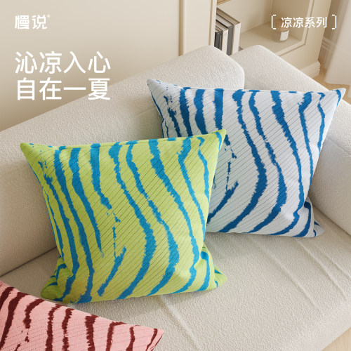夏季冰丝抱枕套卡通百搭客厅装饰床头卧室腰枕靠背垫沙发靠枕新款