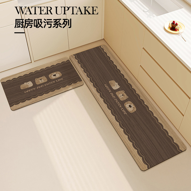 厨房长地垫防滑防油可擦免洗硅藻泥吸水垫门口耐脏脚垫子家用地毯