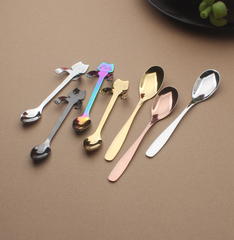 咖啡勺304不锈钢勺子创意可爱加厚西餐勺婴儿饭勺西餐厅甜品茶勺