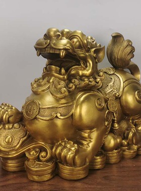 铜粉之家 铜貔貅摆件大号金钱貔貅 铜器工艺品家居摆件