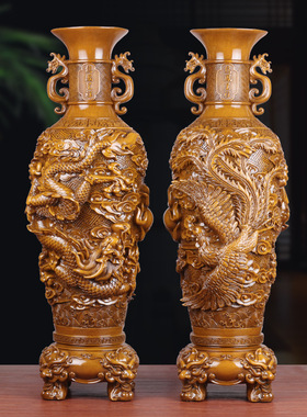 龙凤花瓶摆件一对中式家居客厅门厅酒柜电视柜装饰品乔迁新居礼品