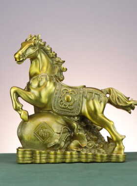 铜马生肖马 钱袋马 福字金钱马家居店铺铜马摆件布袋马 福字马