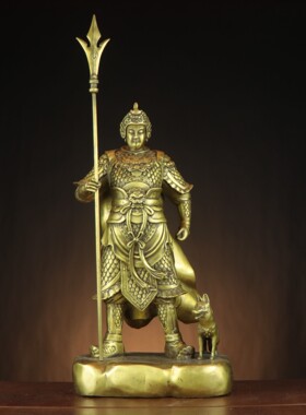 黄铜二郎神 二郎真君哮天犬天神将军 家居店铺铜神像摆件厂家批发